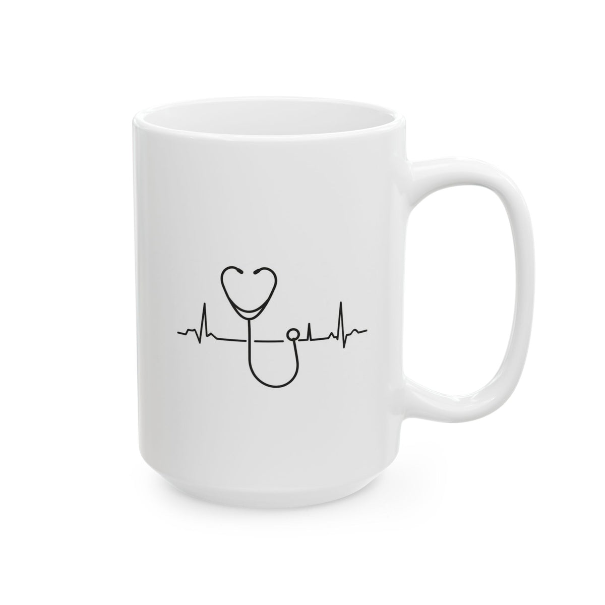 Heartbeat Coffee Mug — Minimal ECG Line Ceramic Mug (11oz & 15oz)