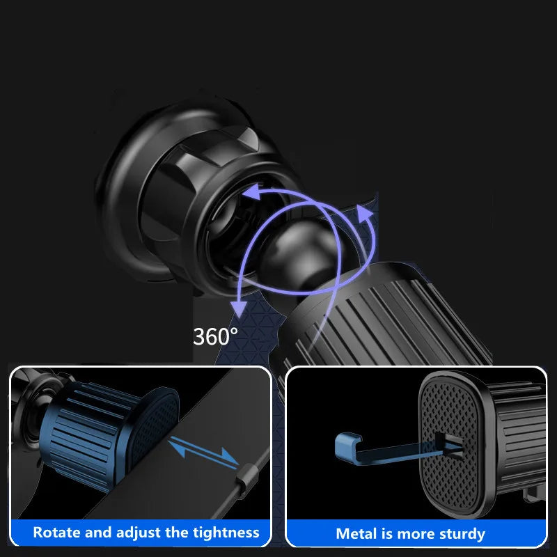 2025 New 360° Rotation Gravity Car Phone Holder Air Vent Clip Navigation Stand Telescopic Air Outlet Phone Support for 4.7-7Inch