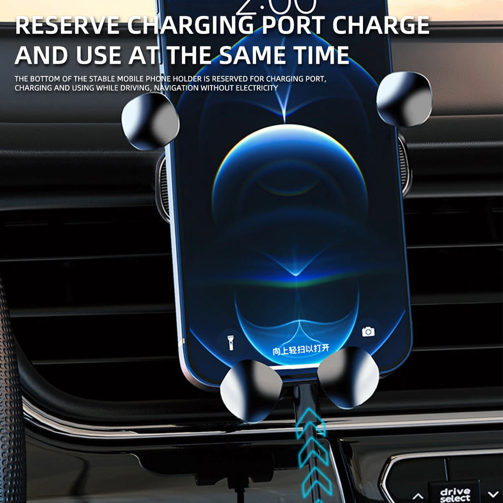 Gravity Car Phone Holder Air Vent Clip Navigation Stand 360° Rotation Telescopic Air Outlet Phone Support for 4.7-7 Inch