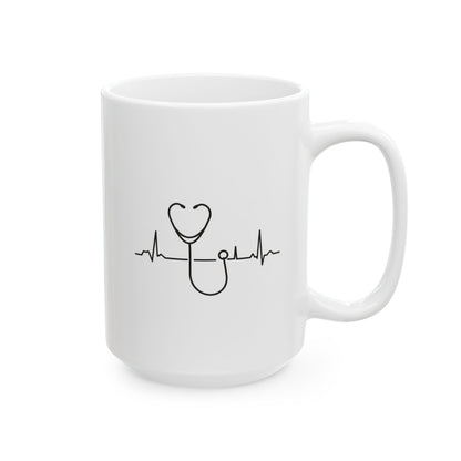 Heartbeat Coffee Mug — Minimal ECG Line Ceramic Mug (11oz & 15oz)