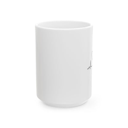 Heartbeat Coffee Mug — Minimal ECG Line Ceramic Mug (11oz & 15oz)