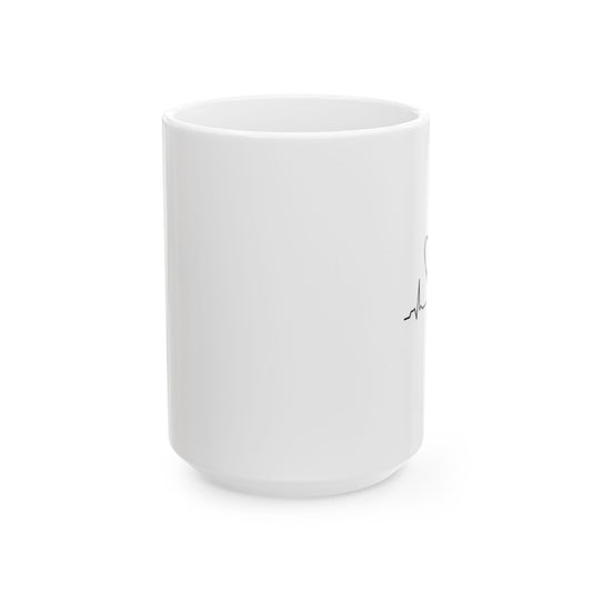 Heartbeat Coffee Mug — Minimal ECG Line Ceramic Mug (11oz & 15oz)