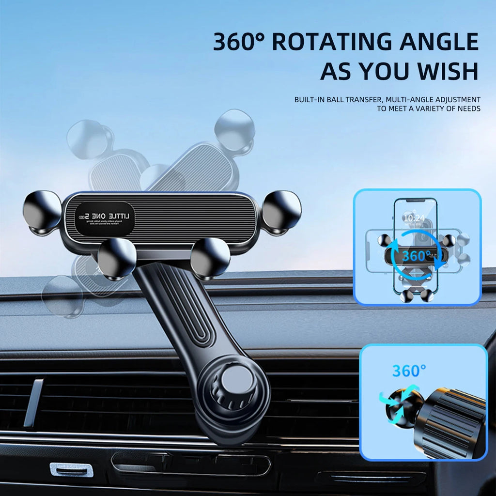 Gravity Car Phone Holder Air Vent Clip Navigation Stand 360° Rotation Telescopic Air Outlet Phone Support for 4.7-7 Inch