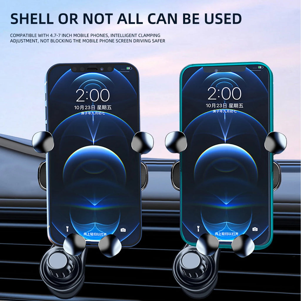 Gravity Car Phone Holder Air Vent Clip Navigation Stand 360° Rotation Telescopic Air Outlet Phone Support for 4.7-7 Inch