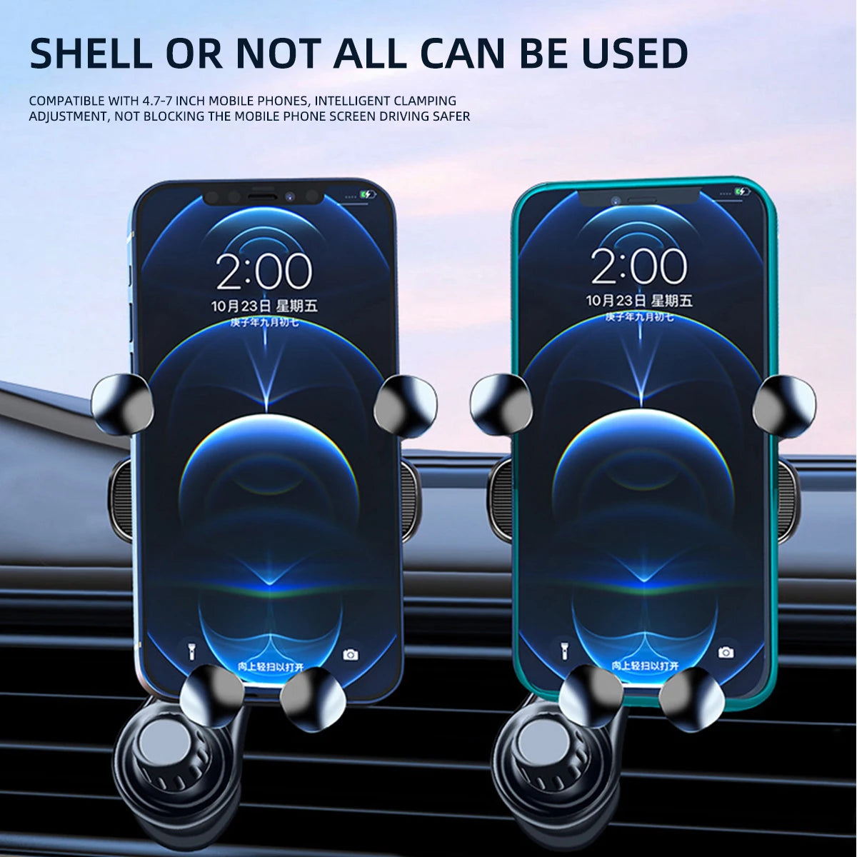 Gravity Car Phone Holder Air Vent Clip Navigation Stand 360° Rotation Telescopic Air Outlet Phone Support for 4.7-7 Inch