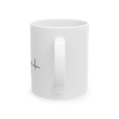 Heartbeat Coffee Mug — Minimal ECG Line Ceramic Mug (11oz & 15oz)