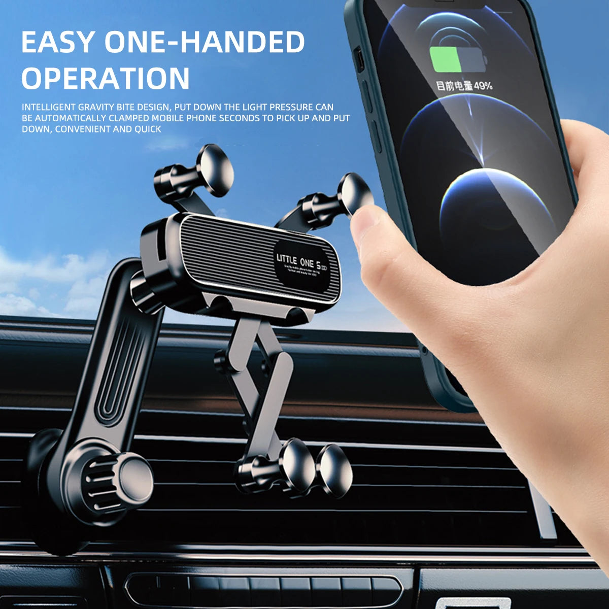 Gravity Car Phone Holder Air Vent Clip Navigation Stand 360° Rotation Telescopic Air Outlet Phone Support for 4.7-7 Inch